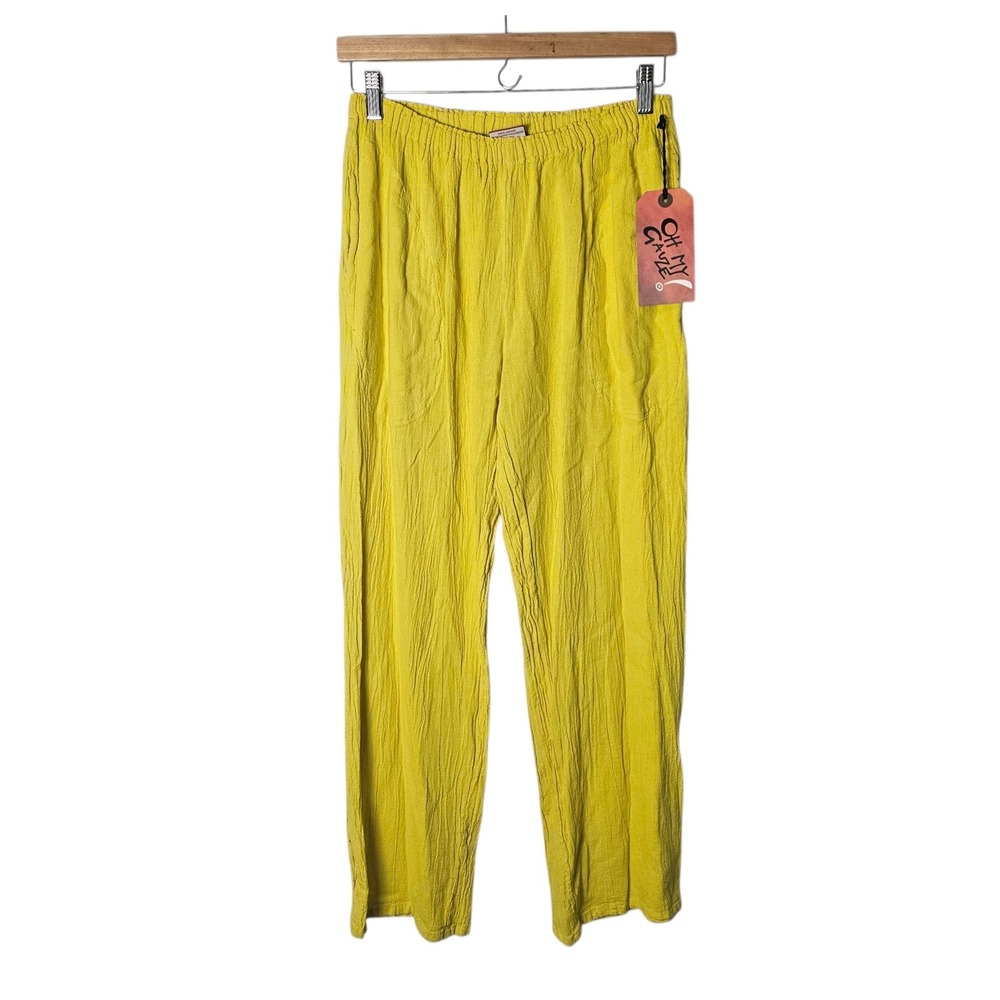 NWT Oh My‎ Gauze! OMG Basic Pant Size 1 S/M Wide Leg Crinkle Cotton LIME Yellow